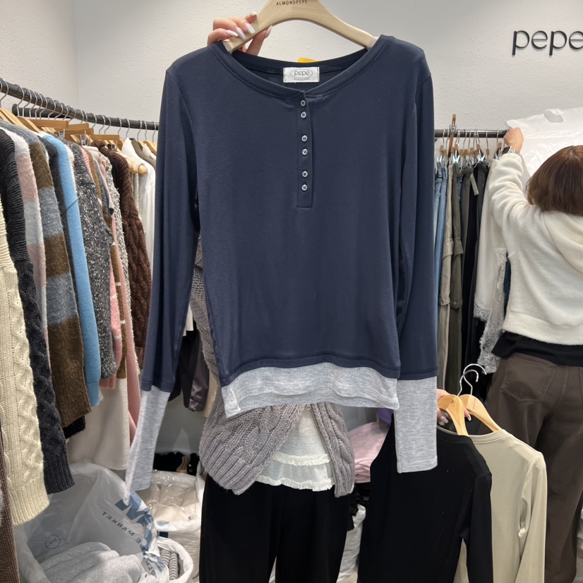 ALMOND PEPE東大門實拍女士新款職業時尚25秋冬推薦長袖T恤ALMOND PEPE長袖T恤圖色2