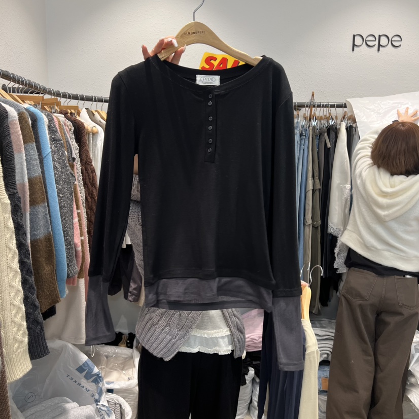 ALMOND PEPE東大門實拍女士新款職業時尚25秋冬推薦長袖T恤ALMOND PEPE長袖T恤圖色3