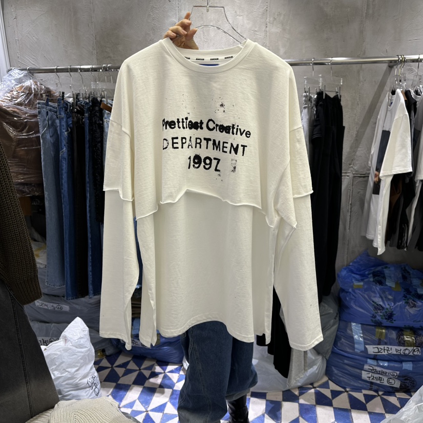 AMOUR東大門直郵女士新款25秋冬休閑職業長袖T恤雙排扣春款AMOUR長袖T恤圖色1