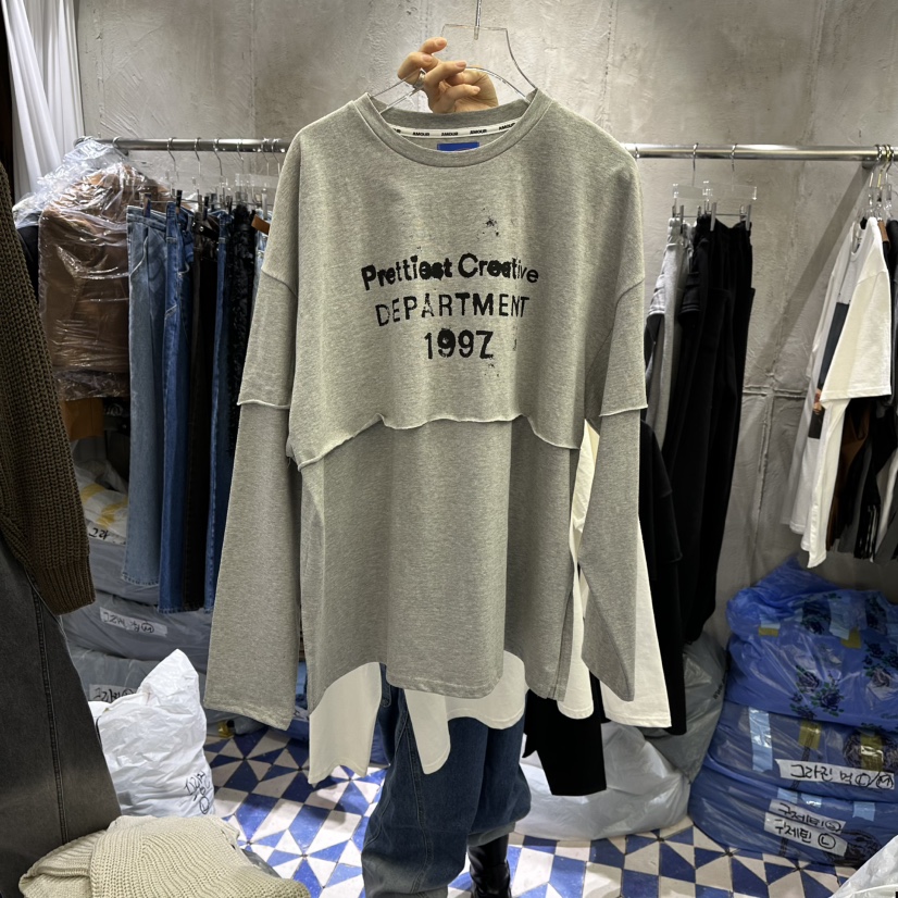 AMOUR東大門直郵女士新款25秋冬休閑職業長袖T恤雙排扣春款AMOUR長袖T恤圖色2