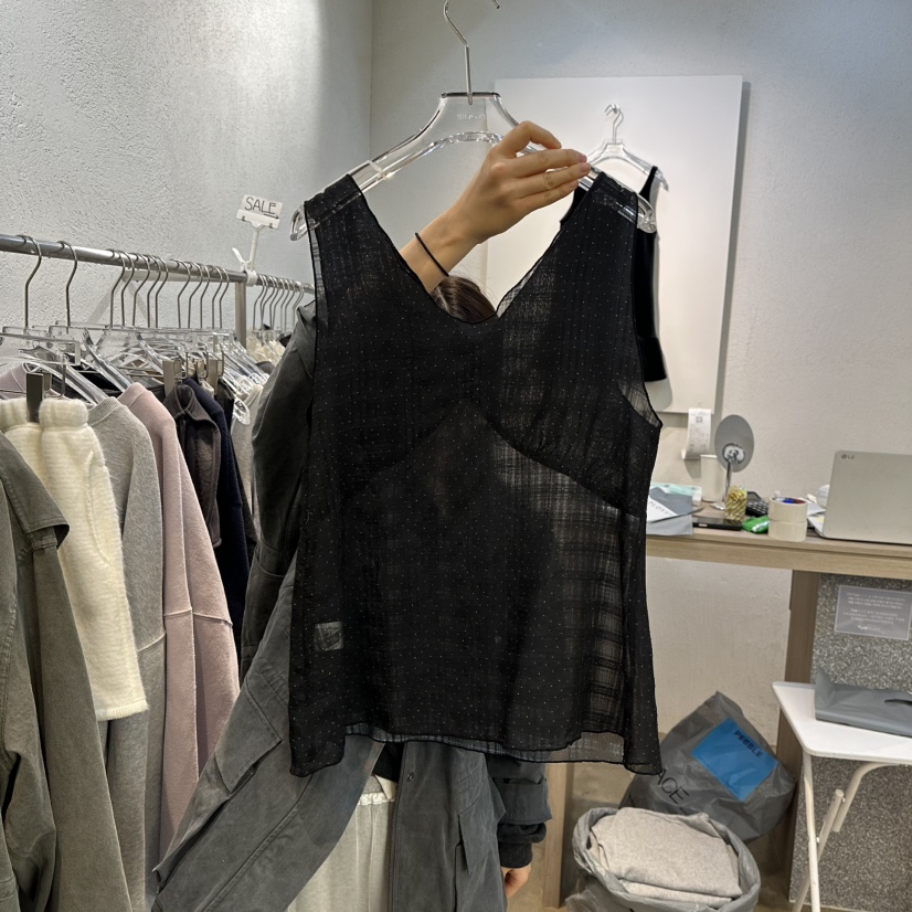 PLOVER韓國代購女裝新品推薦職業休閑時尚吊帶背心春款雪紡PLO_VER吊帶/背心