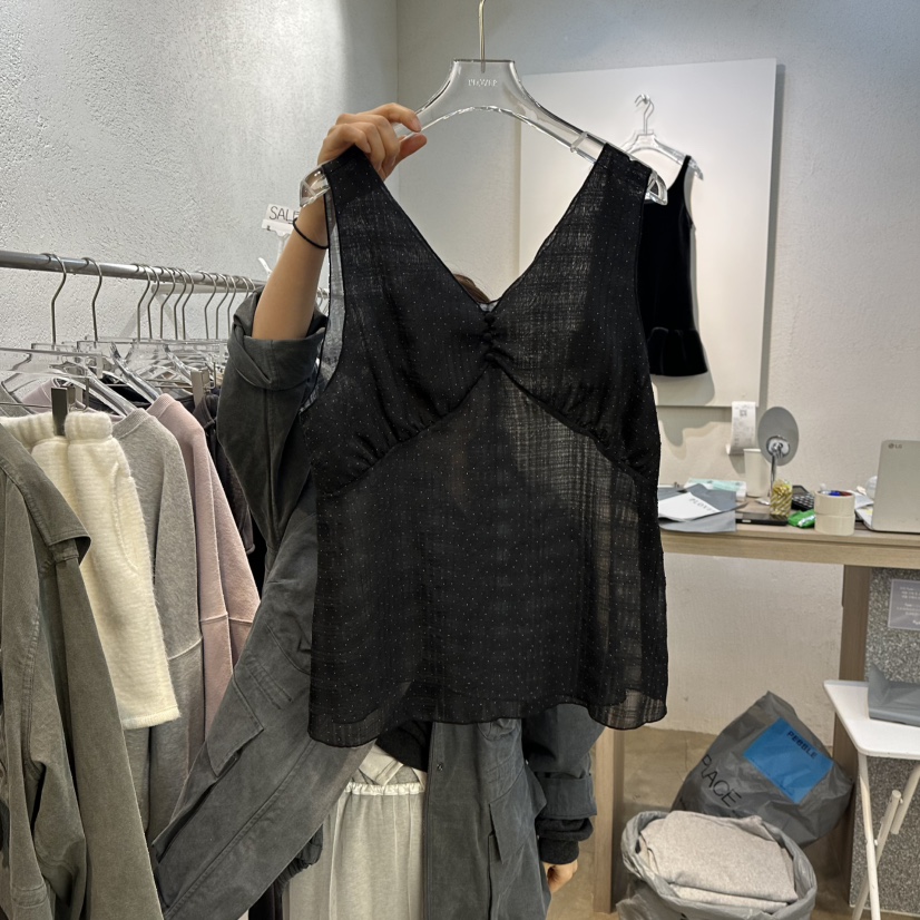 PLOVER韓國代購女裝新品推薦職業休閑時尚吊帶背心春款雪紡PLO_VER吊帶/背心圖色2