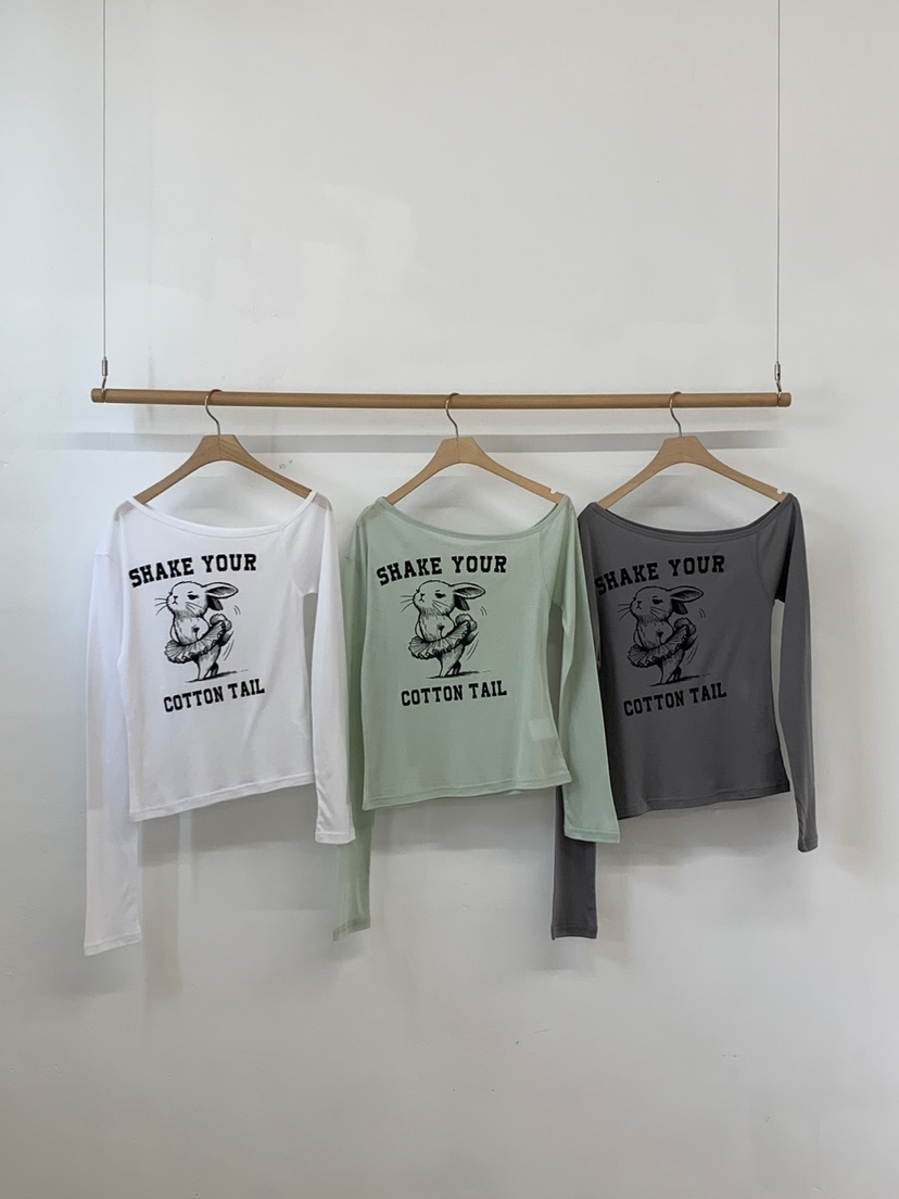 MORE THAN-P東大門代購女裝新品25秋冬長袖T恤兔子春款MORE THAN長袖T恤