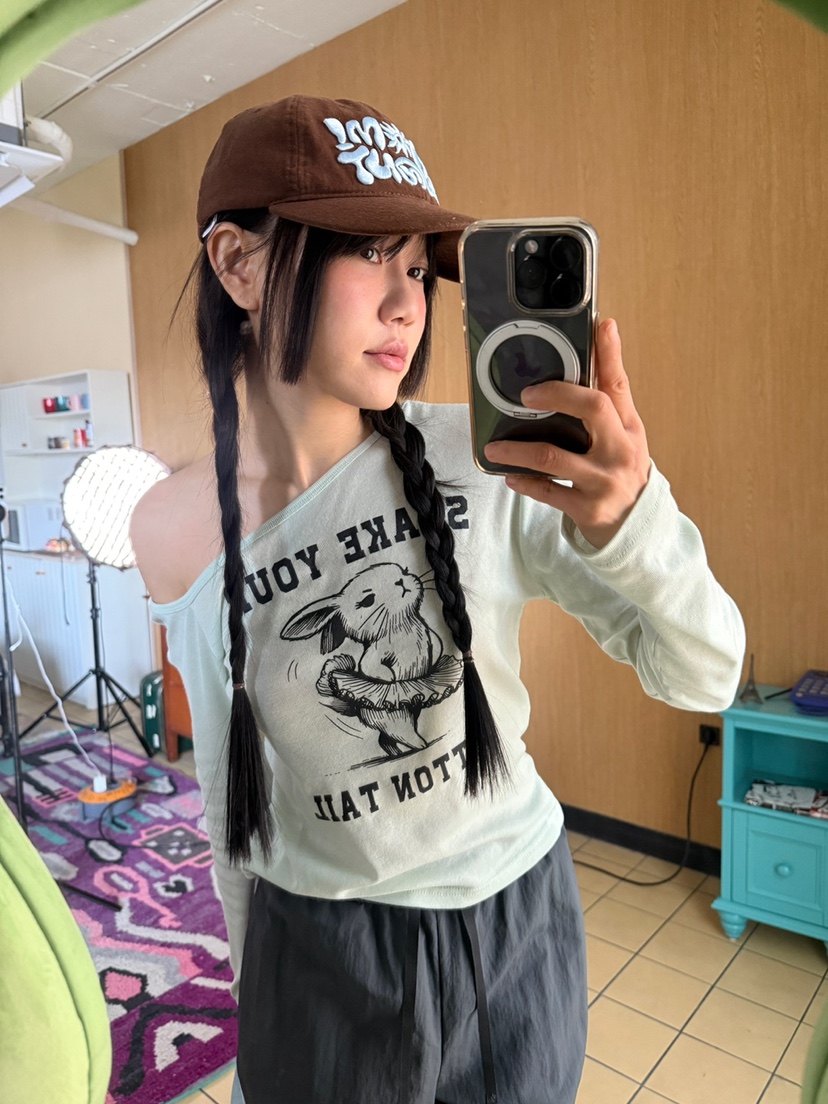 MORE THAN-P東大門代購女裝新品25秋冬長袖T恤兔子春款MORE THAN長袖T恤