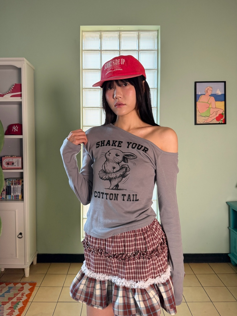 MORE THAN-P東大門代購女裝新品25秋冬長袖T恤兔子春款MORE THAN長袖T恤