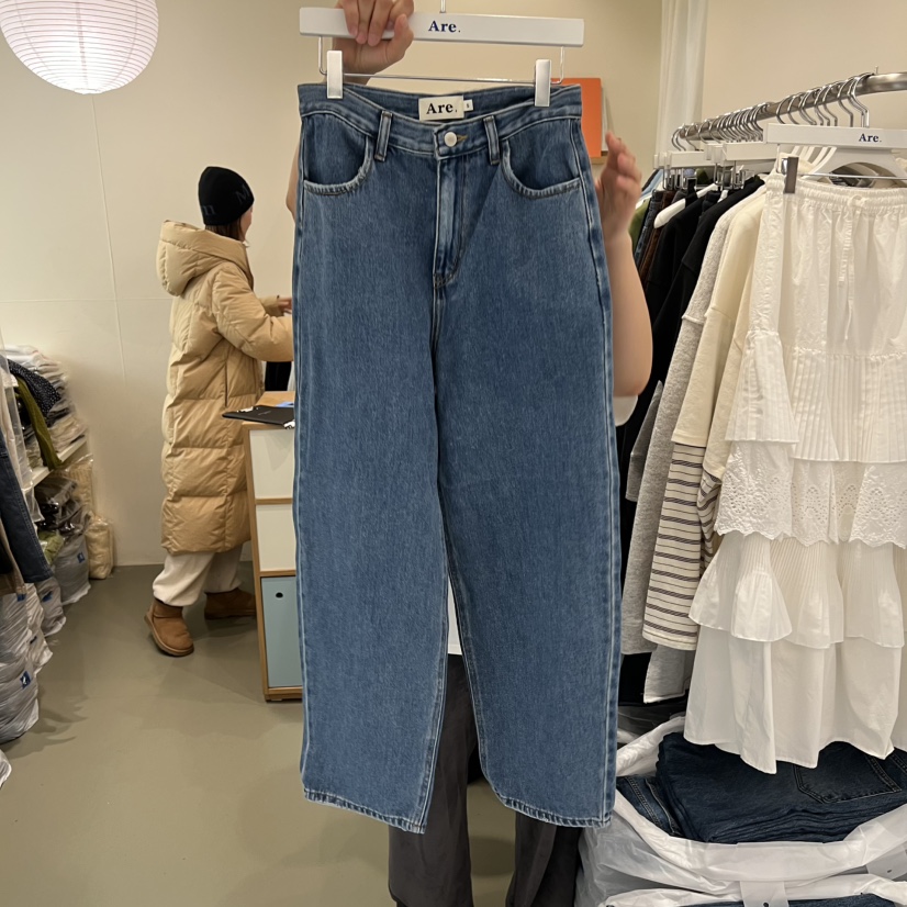 ARE韓國代購女士新款人氣25秋冬休閑推薦時尚牛仔褲水洗復古ARE YOU/ARE牛仔褲圖色1