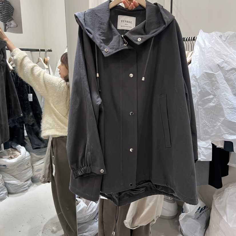 YUNBAL東大門實拍女士新品人氣休閑職業推薦夾克斗篷連帽YUNBAL夾克圖色2