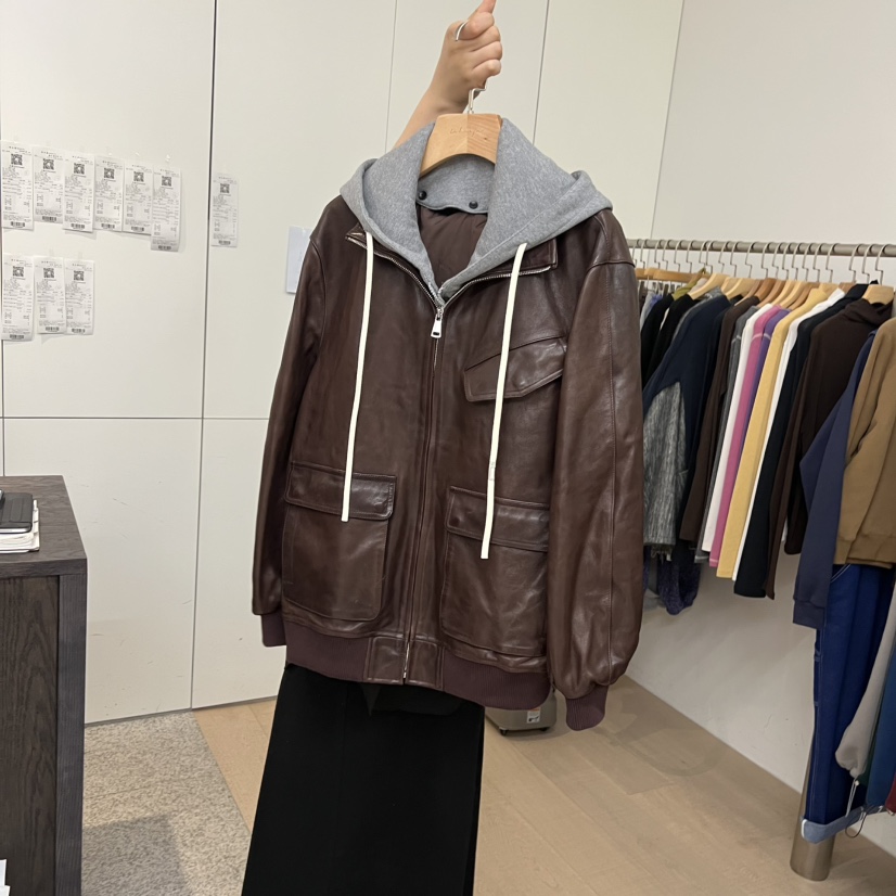 DOHWAJI東大門代購女士新款推薦休閑熱賣時尚25秋冬皮衣羊皮DOHWAJI皮衣圖色1