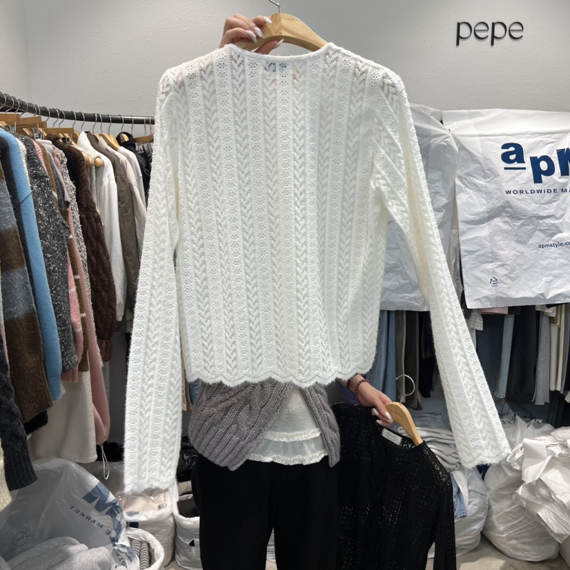 ALMOND PEPE韓國代購女裝新品休閑25秋冬熱賣推薦長袖T恤ALMOND PEPE長袖T恤