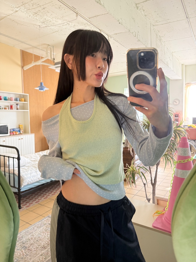 MORE THAN-P韓國代購女士新款時尚休閑長袖T恤假兩件春款MORE THAN長袖T恤