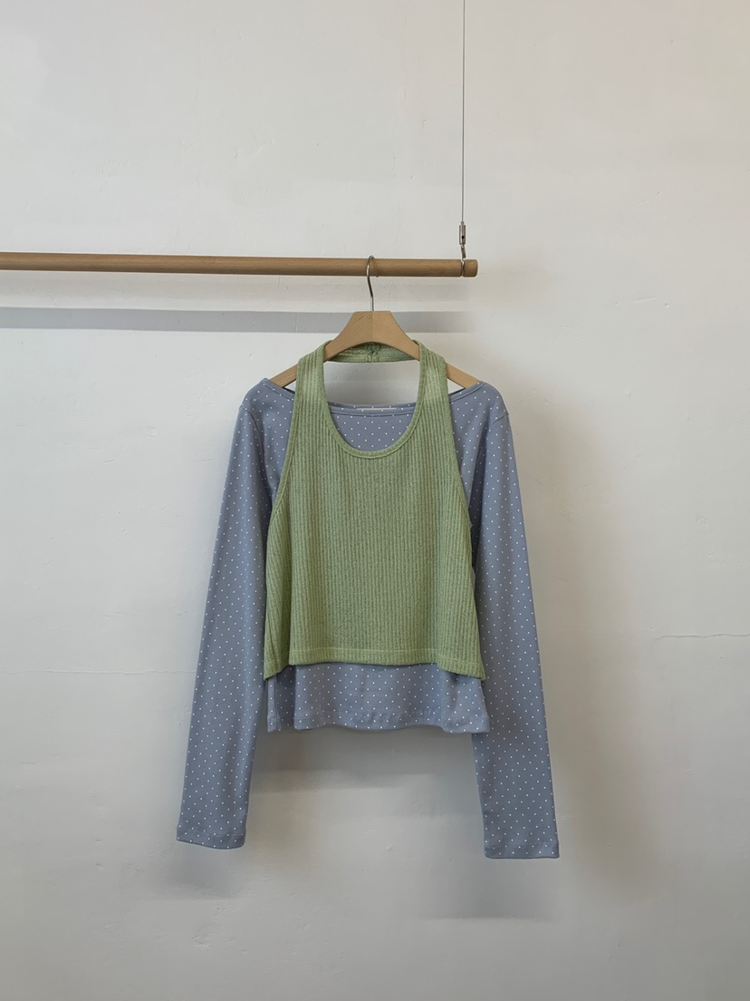 MORE THAN-P韓國代購女士新款時尚休閑長袖T恤假兩件春款MORE THAN長袖T恤圖色2