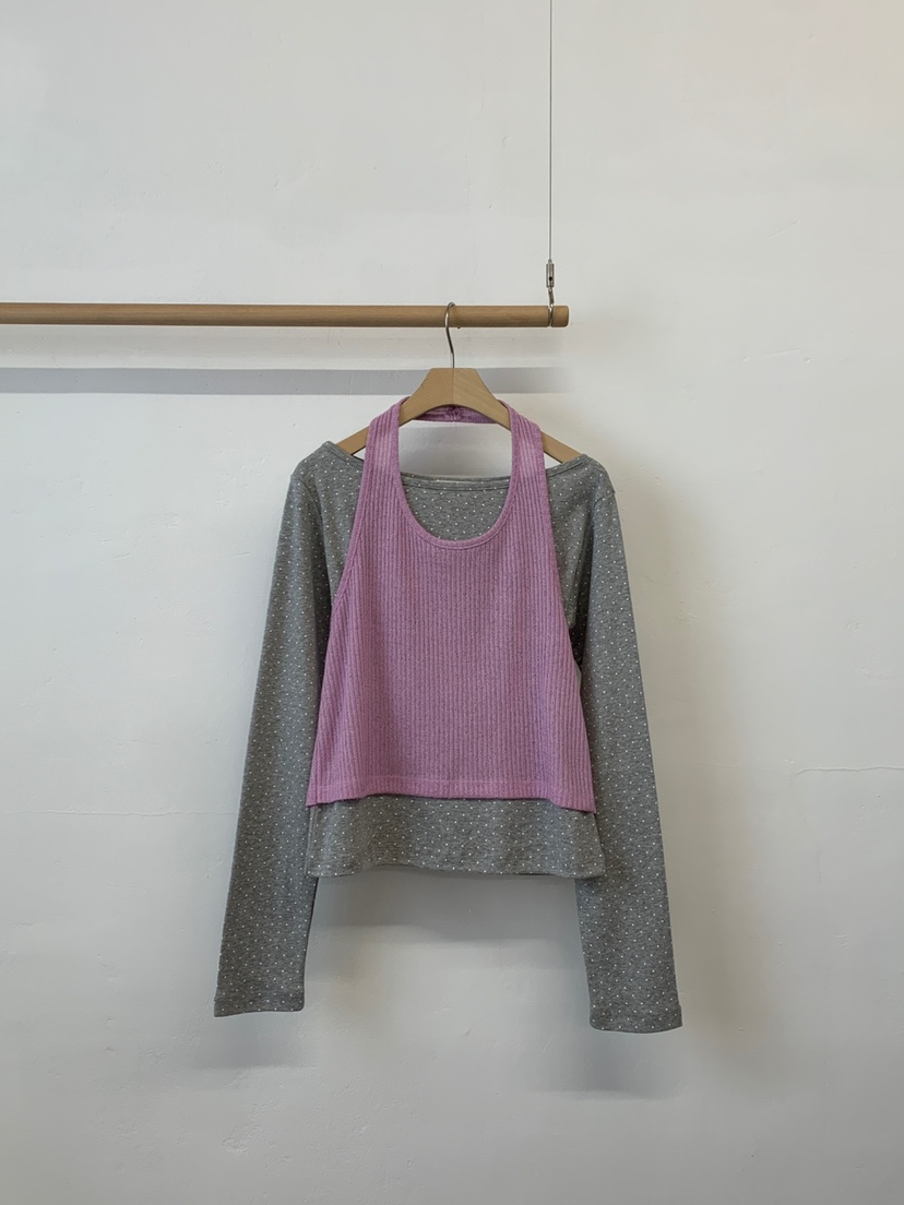 MORE THAN-P韓國代購女士新款時尚休閑長袖T恤假兩件春款MORE THAN長袖T恤圖色3