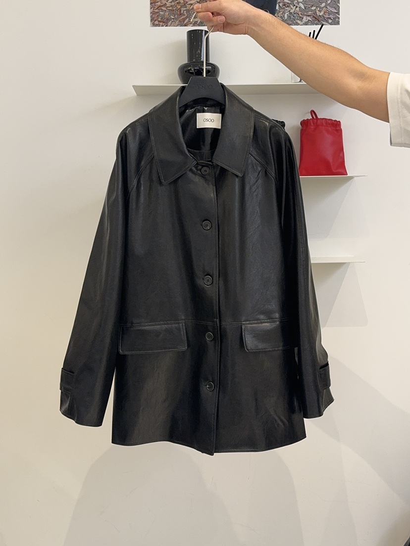 OSOO東大門實拍女士新品時尚推薦人氣職業休閑皮衣皮革春款OSOO皮衣圖色1