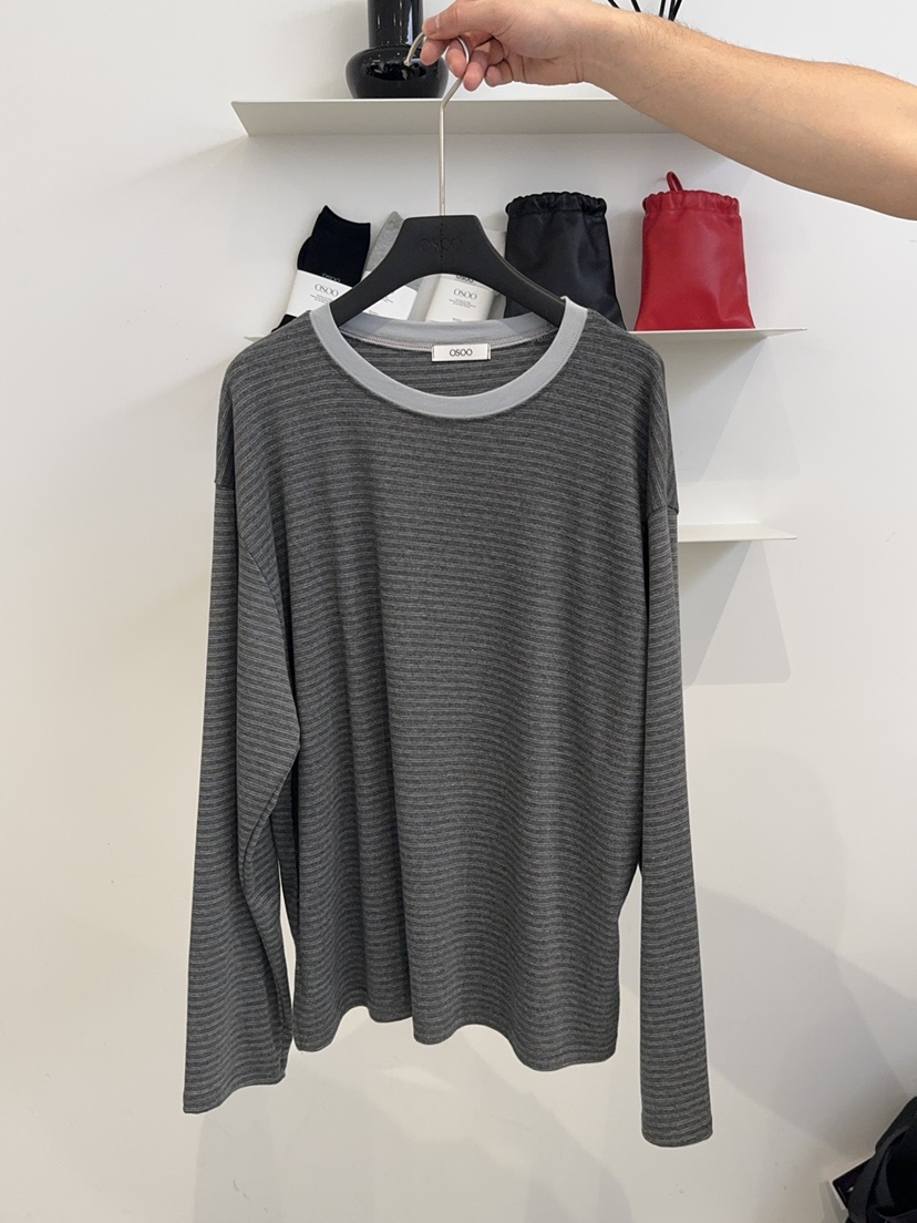 OSOO韓國直郵㊣女裝新品推薦休閑26春夏人氣長袖T恤春款條紋OSOO長袖T恤圖色4