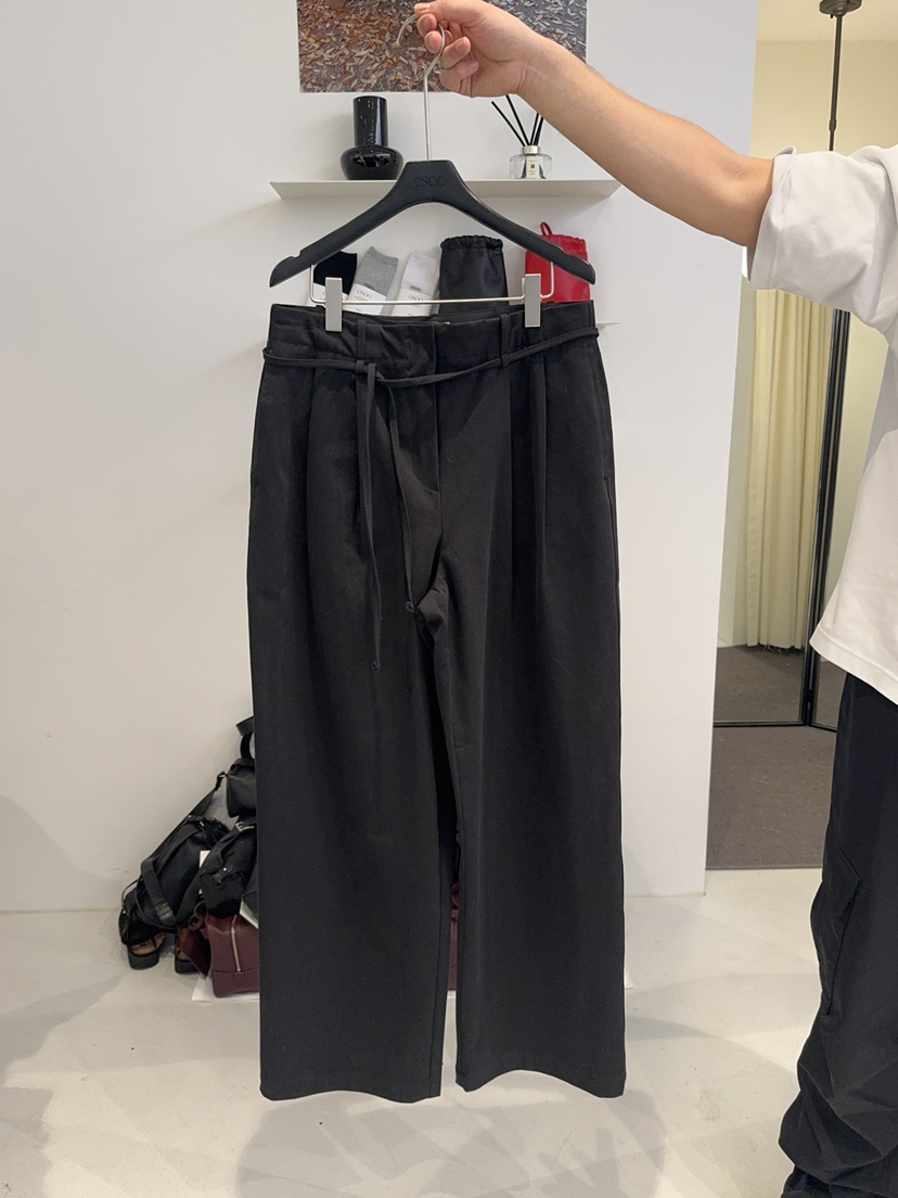 OSOO韓國直郵㊣女裝新款推薦時尚熱賣休閑褲含腰繩系腰帶春款OSOO休閑褲圖色2