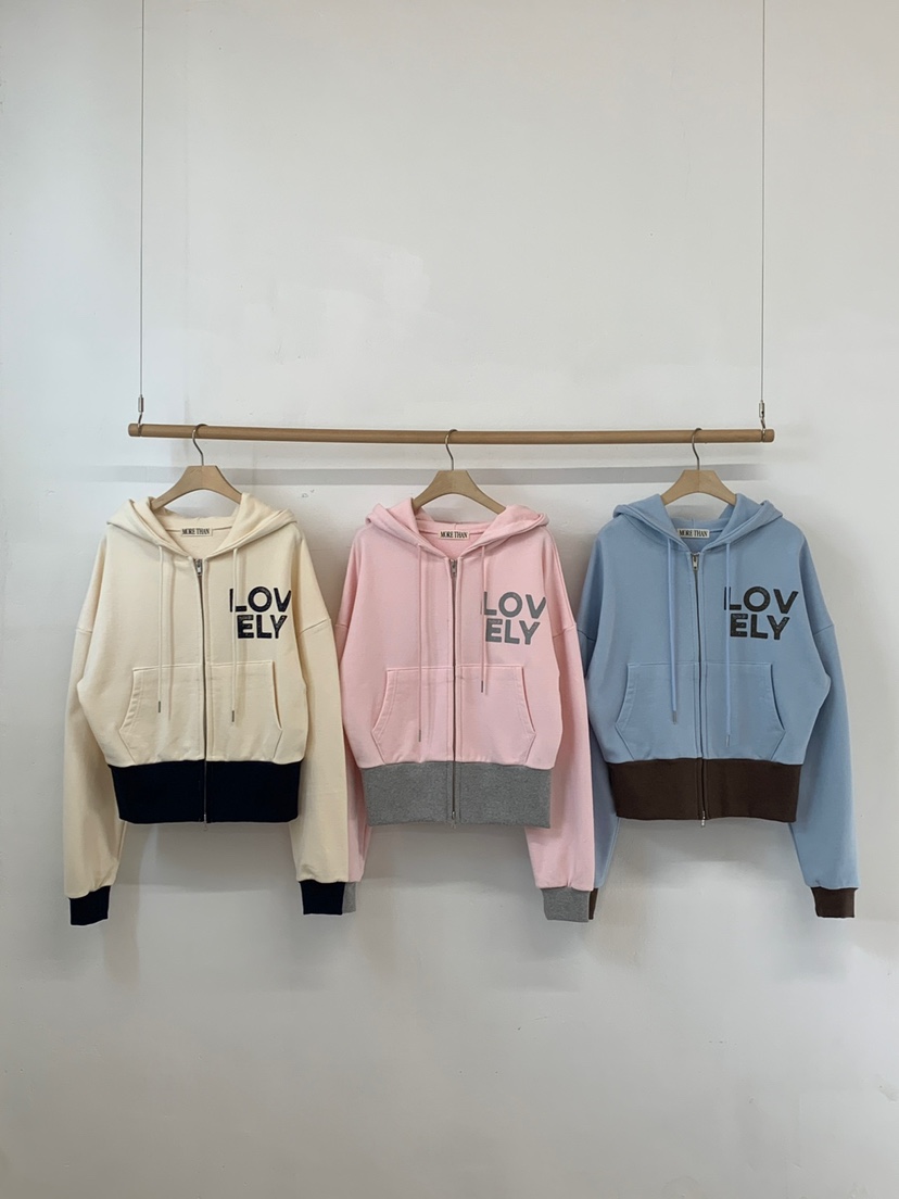 MORE THAN-P韓國直郵㊣女裝新品推薦衛衣連帽拉鏈衫可愛的春款MORE THAN衛衣