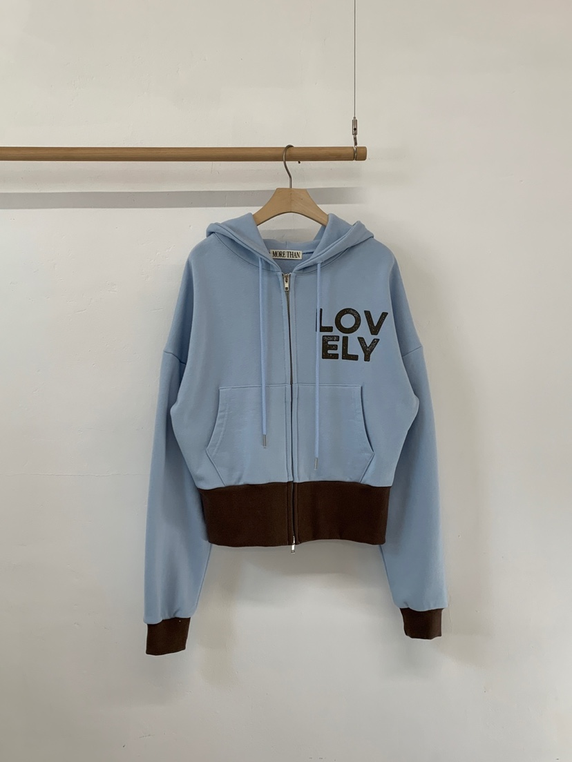 MORE THAN-P韓國直郵㊣女裝新品推薦衛衣連帽拉鏈衫可愛的春款MORE THAN衛衣圖色3