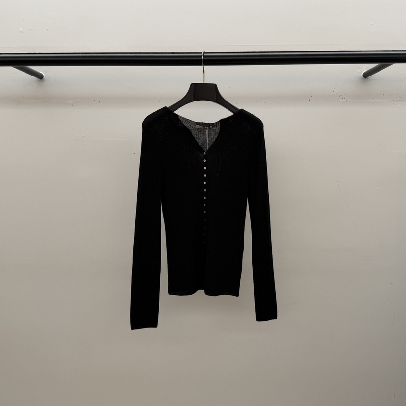 ID韓國直郵㊣女士新品真品26春夏職業休閑推薦針織衫春款紐扣ID針織衫圖色4黑色