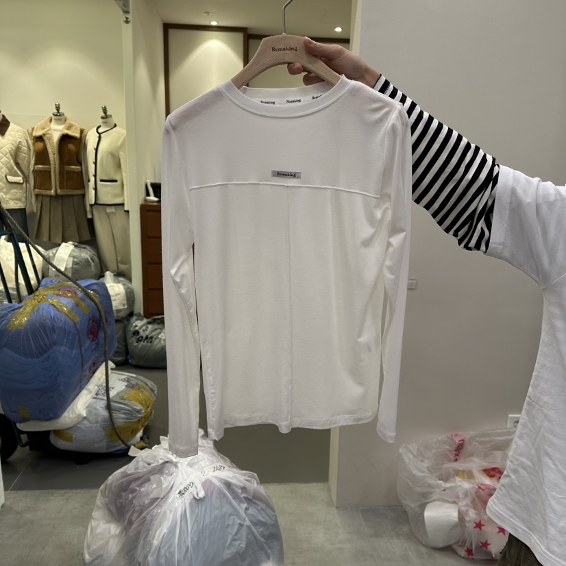 URBANSTORY/REMAKING東大門直郵㊣女士新款熱賣長袖T恤天絲春款Remaking/URBANSTORY長袖T恤圖色1