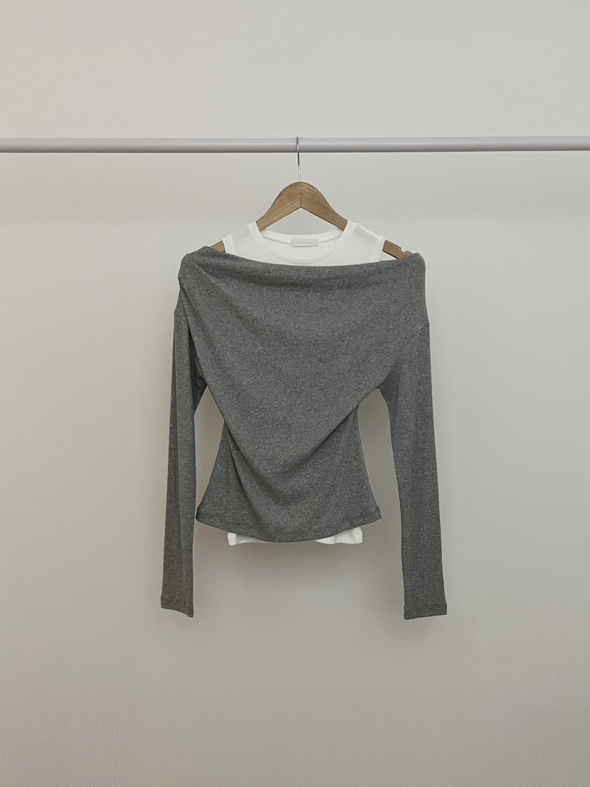 RE:OPENING㊣東大門代購女士新品休閑職業推薦人氣長袖T恤露肩RE:OPENING長袖T恤