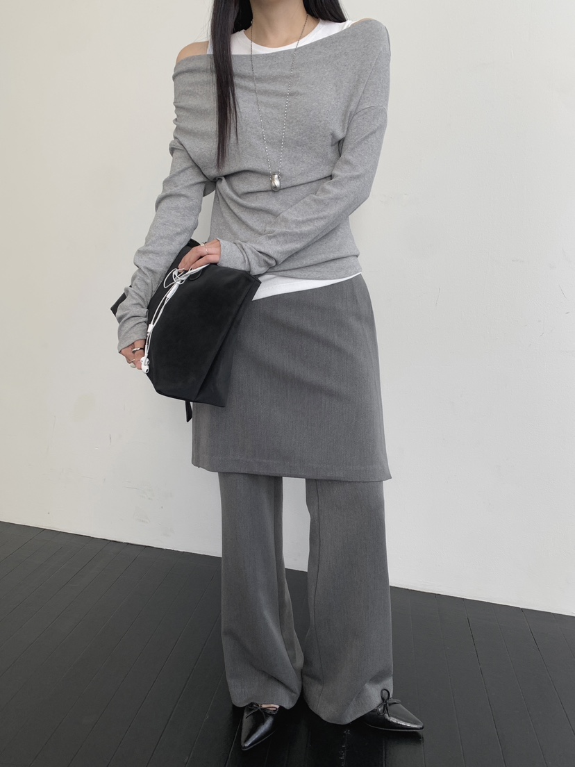 RE:OPENING㊣東大門代購女士新品休閑職業推薦人氣長袖T恤露肩RE:OPENING長袖T恤