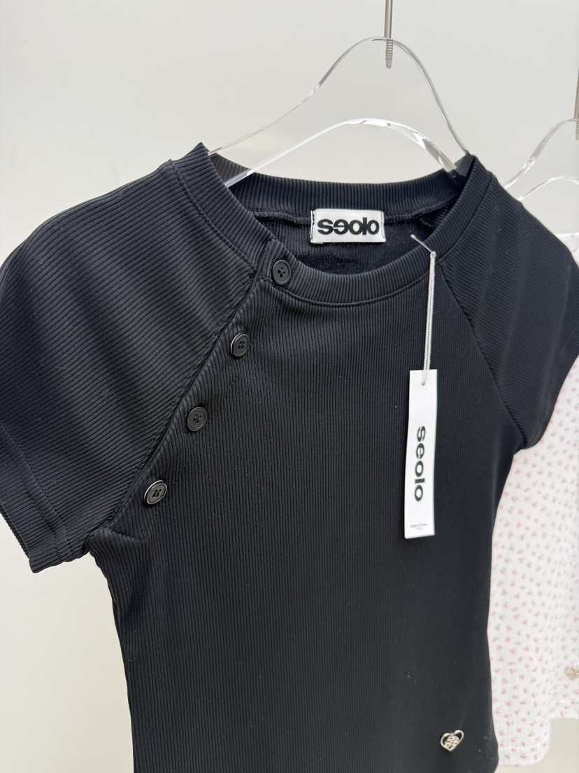 SEOLO東大門直郵㊣女士新款休閑人氣26春夏熱賣時尚T恤紐扣Seolo seoulT恤