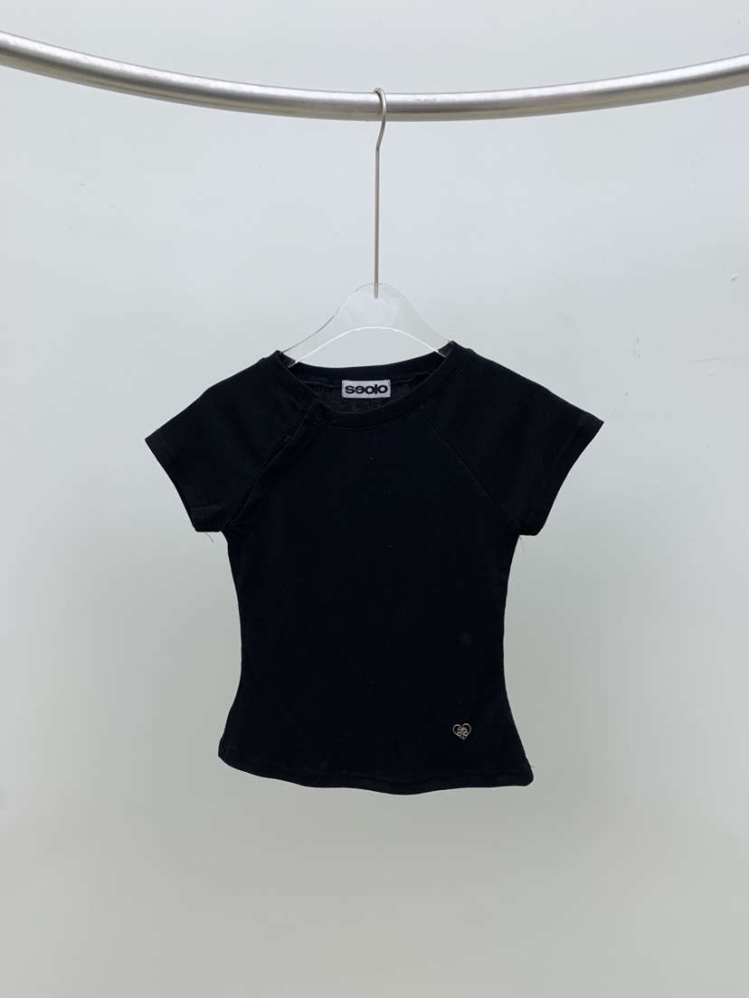 SEOLO東大門直郵㊣女士新款休閑人氣26春夏熱賣時尚T恤紐扣Seolo seoulT恤圖色2
