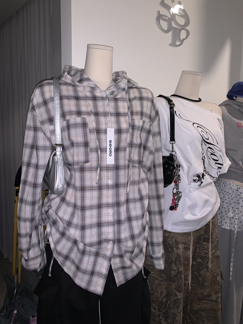 SEOLO㊣東大門實拍女士新款職業休閑人氣時尚襯衫蕾絲衫連帽衫Seolo seoul襯衫/蕾絲衫