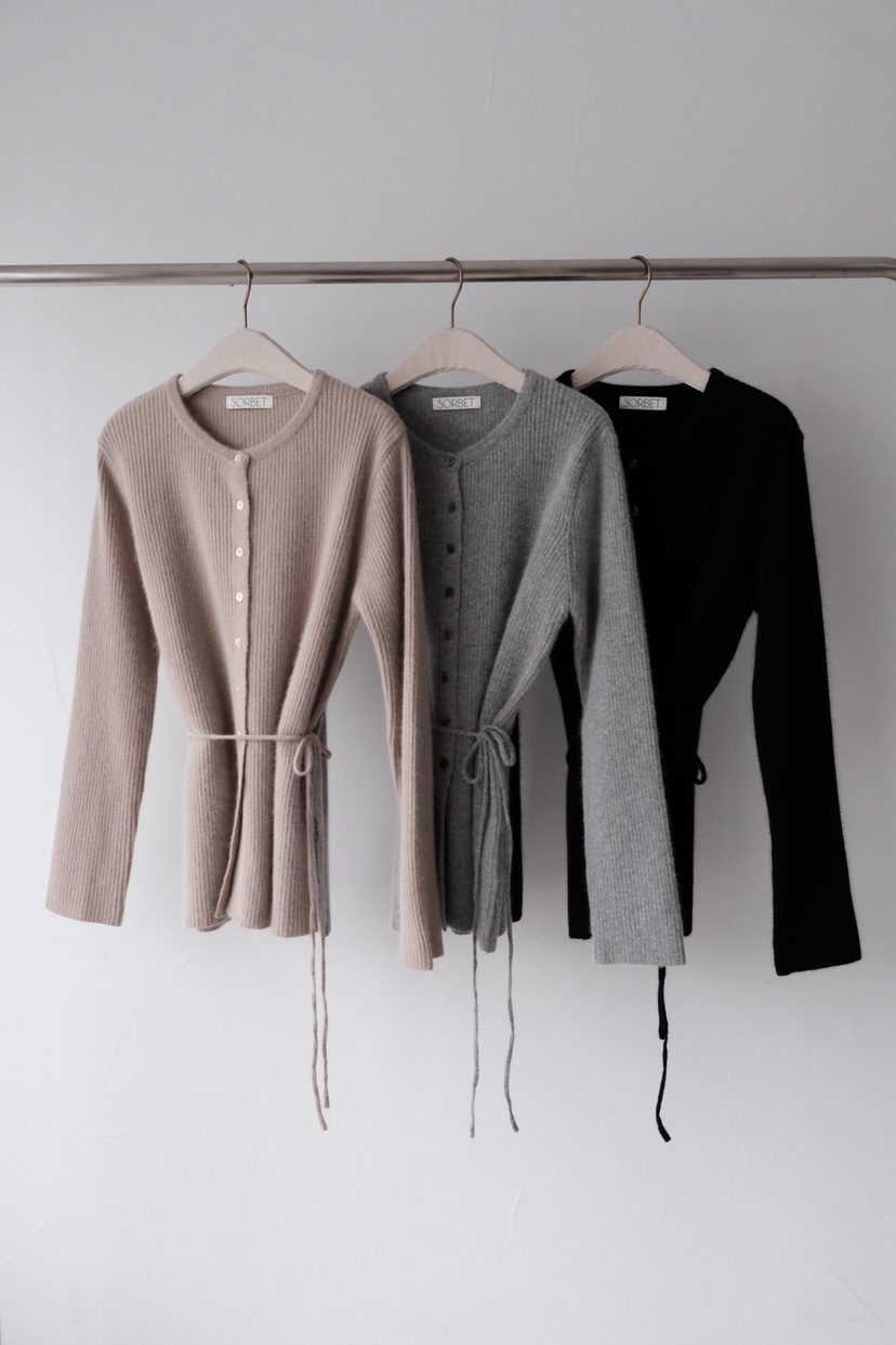 SORBET/FLAT WHITE東大門直郵㊣女裝新品人氣針織衫羊毛衫含腰繩SORBET/FLAT WHITE針織衫