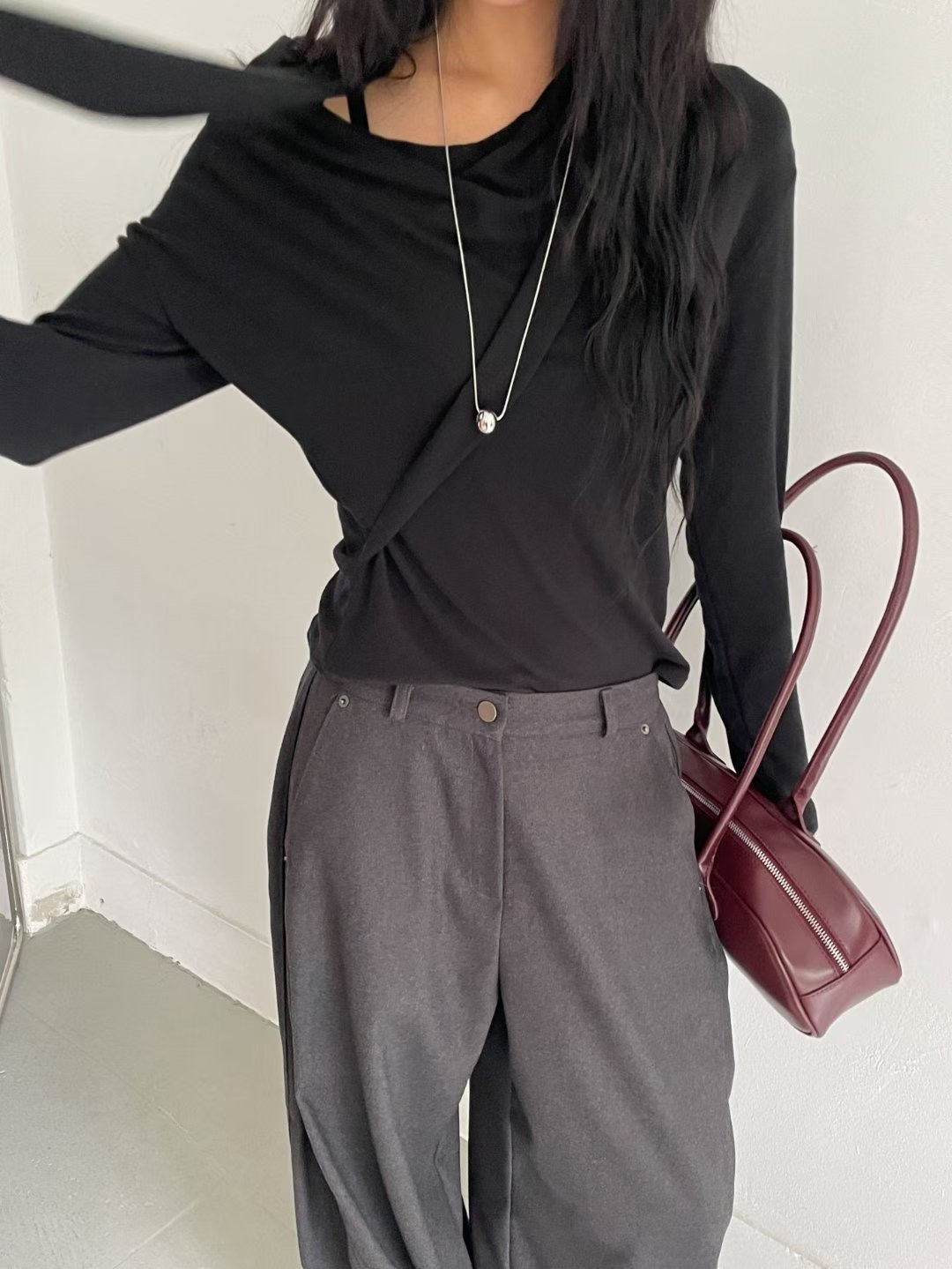 AWESOME-ot東大門直郵㊣女士新款休閑職業真品推薦長袖T恤AWESOME-ot長袖T恤圖色2