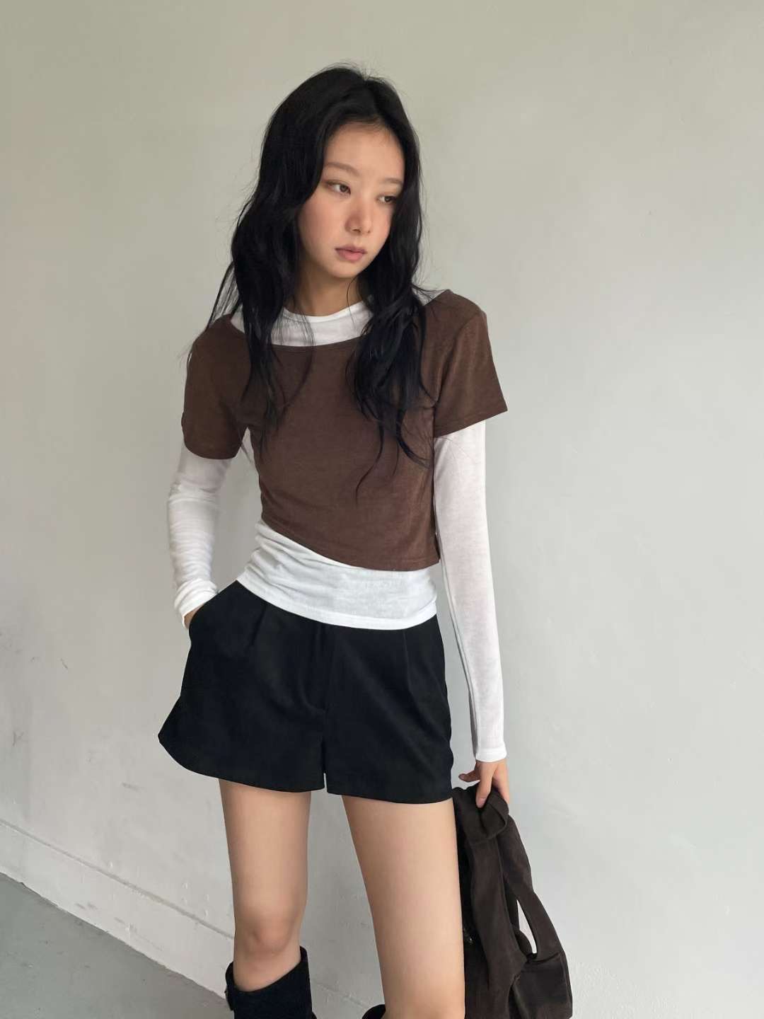 AWESOME-ot東大門直郵㊣女裝新款熱賣人氣時尚長袖T恤假兩件AWESOME-ot長袖T恤