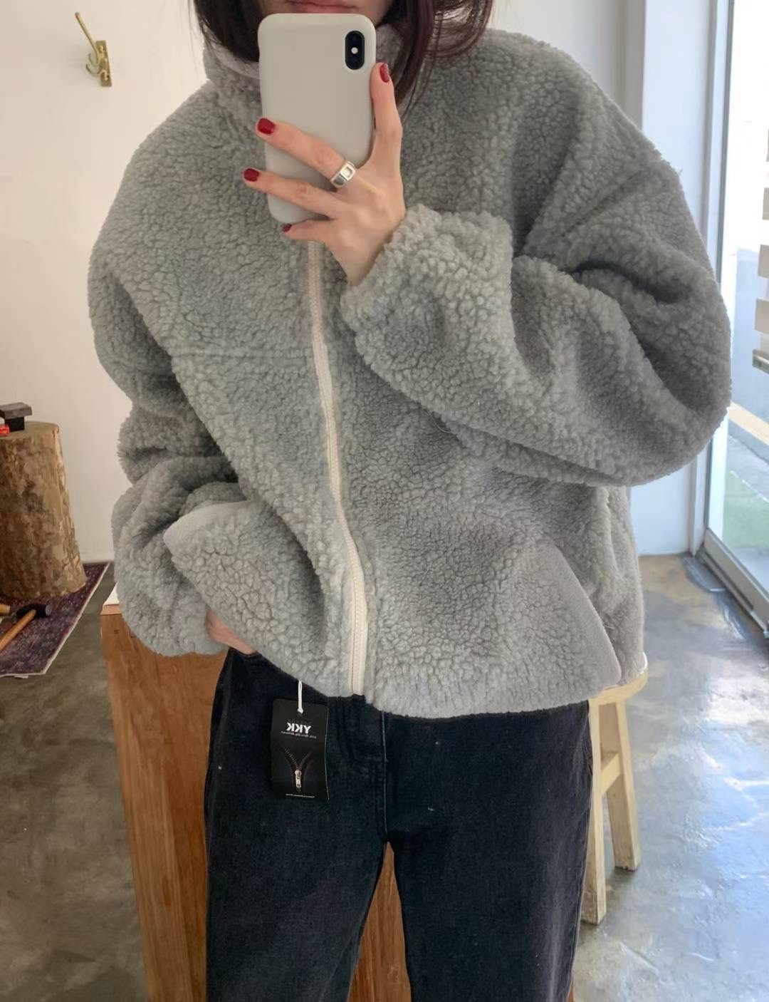 POMELO㊣東大門代購女裝新品26春夏時尚推薦真品夾克拉鏈絨POMELO夾克