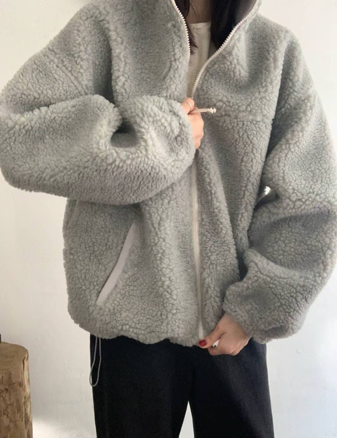 POMELO㊣東大門代購女裝新品26春夏時尚推薦真品夾克拉鏈絨POMELO夾克圖色2