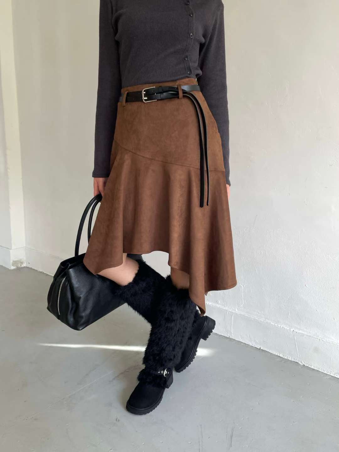 AWESOME-ot㊣東大門實拍女士新款時尚半身裙中短裙不含腰帶AWESOME-ot半身裙/中短裙圖色1