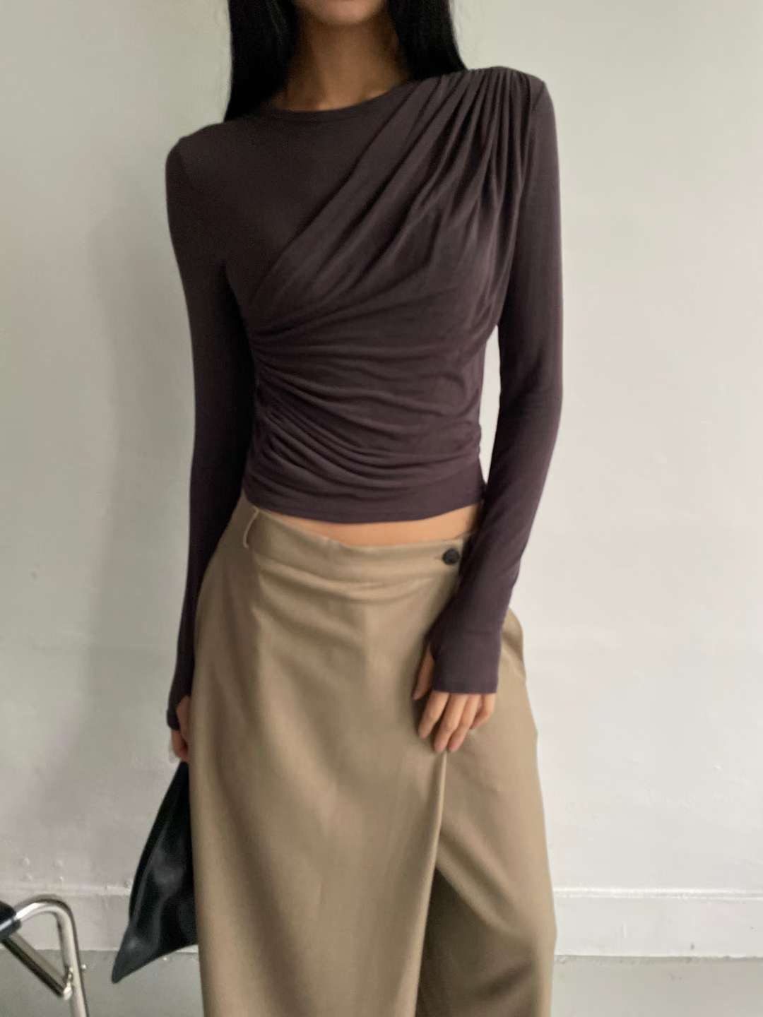 AWESOME-ot㊣東大門代購女士新品人氣真品休閑推薦長袖T恤AWESOME-ot長袖T恤圖色2