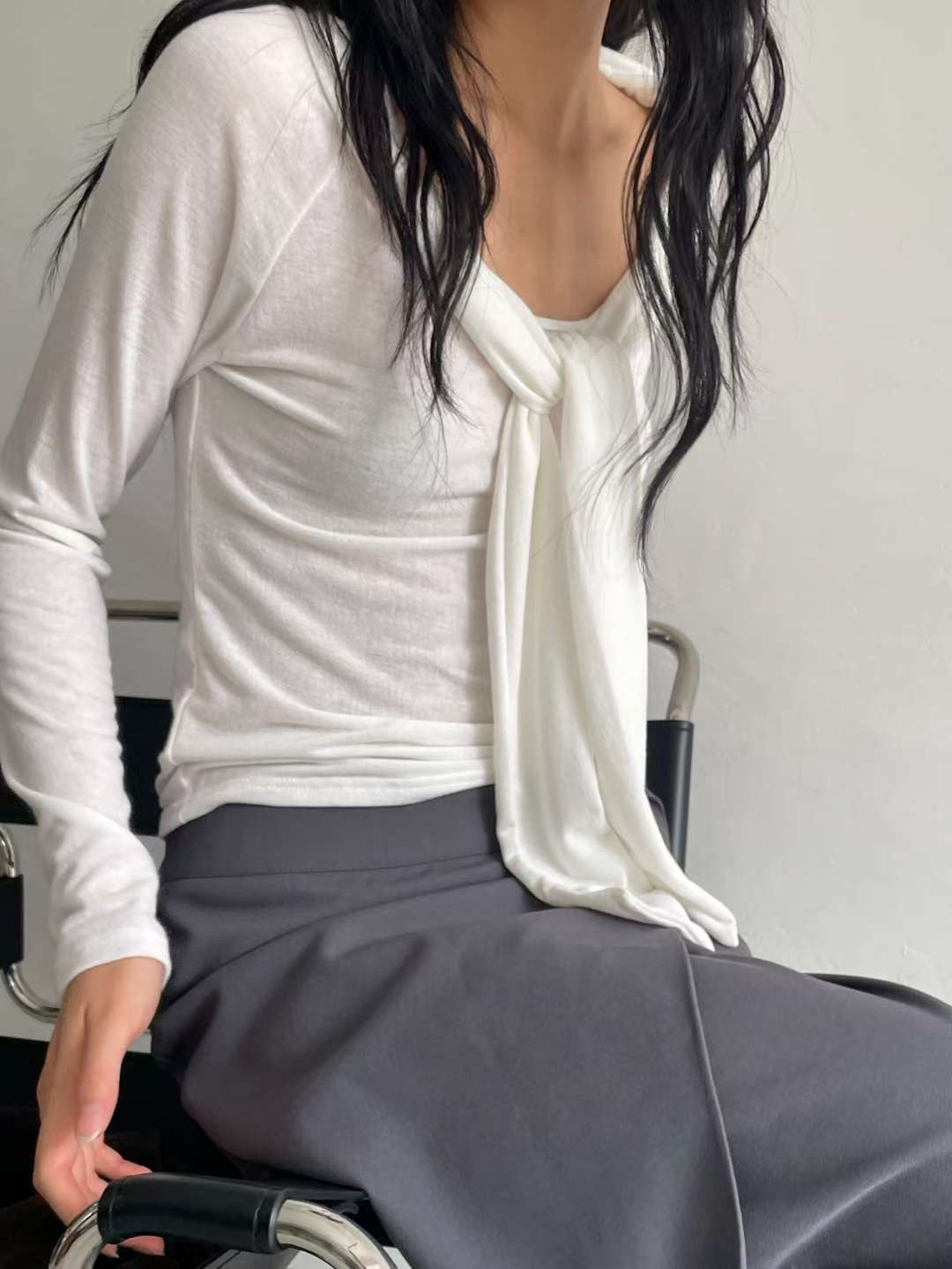 AWESOME-ot㊣東大門實拍女裝新款休閑推薦時尚職業長袖T恤AWESOME-ot長袖T恤圖色1