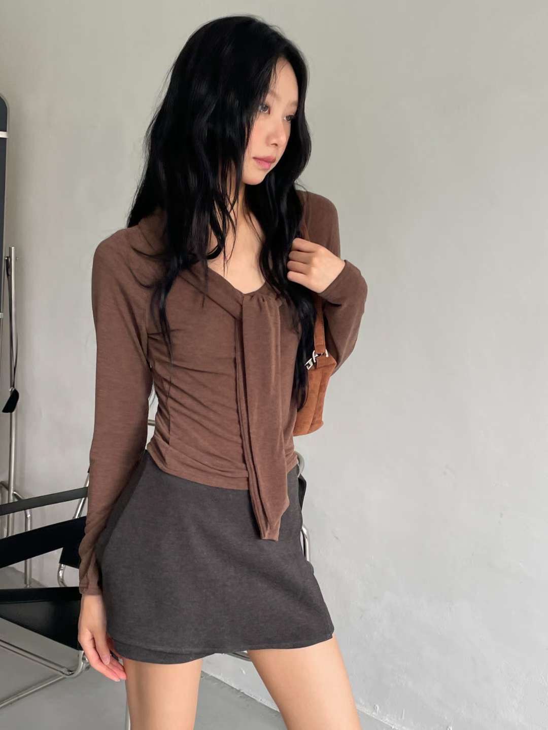 AWESOME-ot㊣東大門實拍女裝新款休閑推薦時尚職業長袖T恤AWESOME-ot長袖T恤圖色2