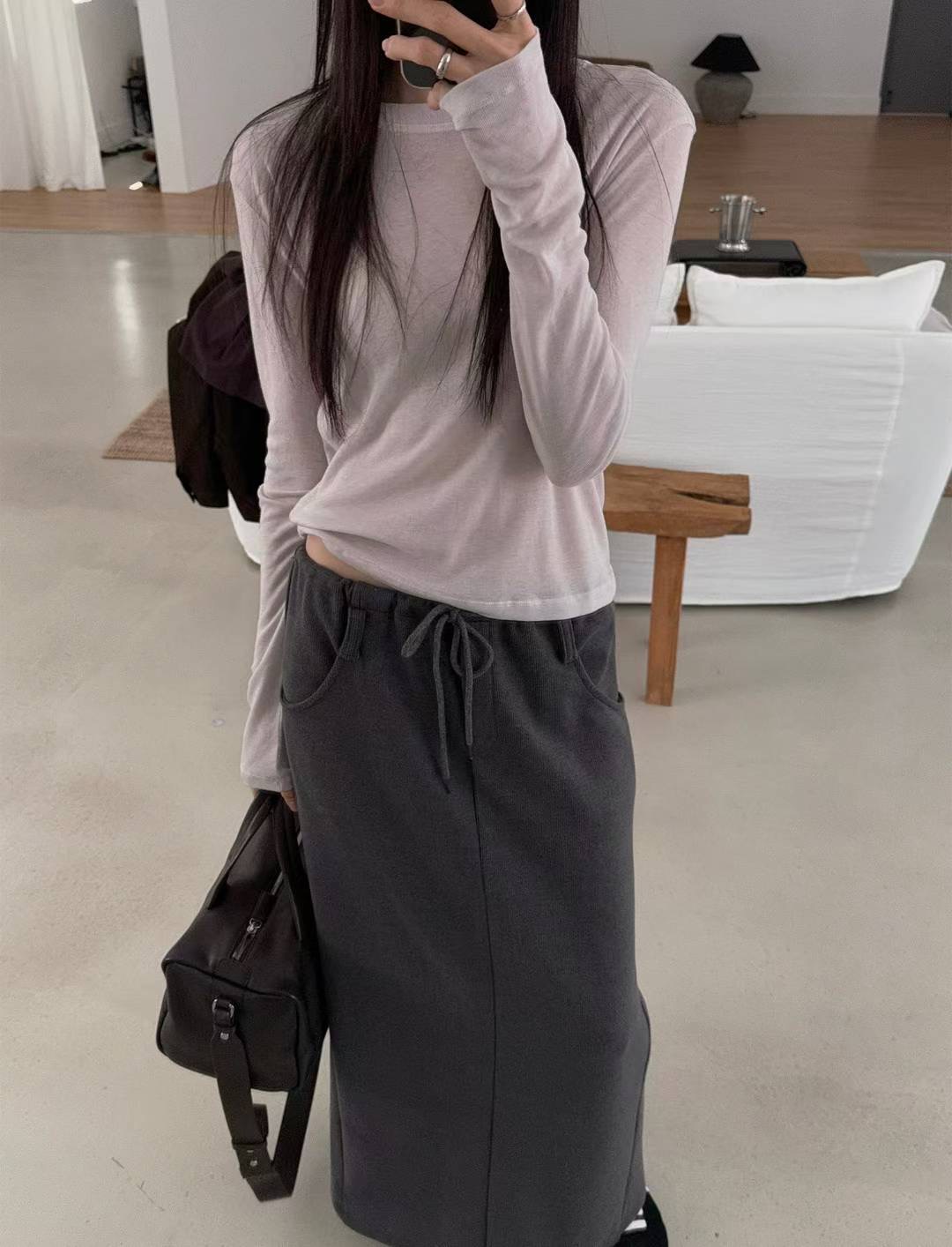 POMELO㊣東大門實拍女裝新品時尚熱賣推薦人氣26春夏長袖T恤POMELO長袖T恤