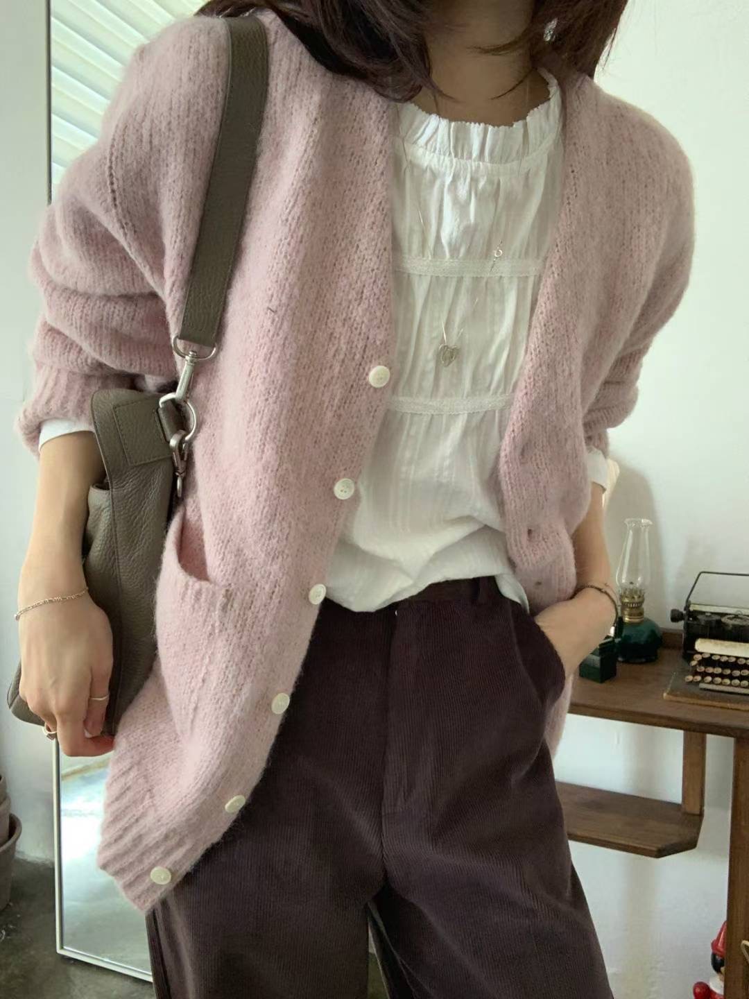 POMELO韓國代購㊣女裝新品休閑推薦人氣職業時尚針織衫開衫POMELO針織衫