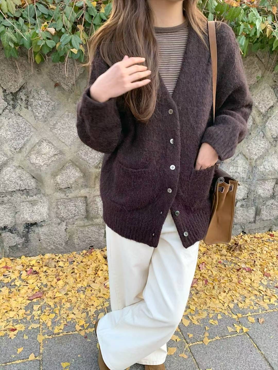 POMELO韓國代購㊣女裝新品休閑推薦人氣職業時尚針織衫開衫POMELO針織衫圖色1