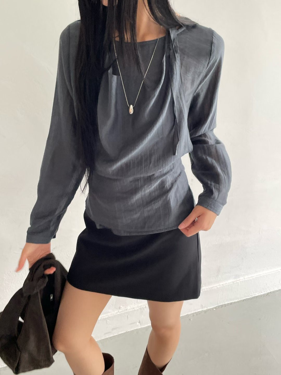 AWESOME-ot韓國直郵㊣女士新款職業時尚休閑襯衫蕾絲衫兩件套AWESOME-ot襯衫/蕾絲衫