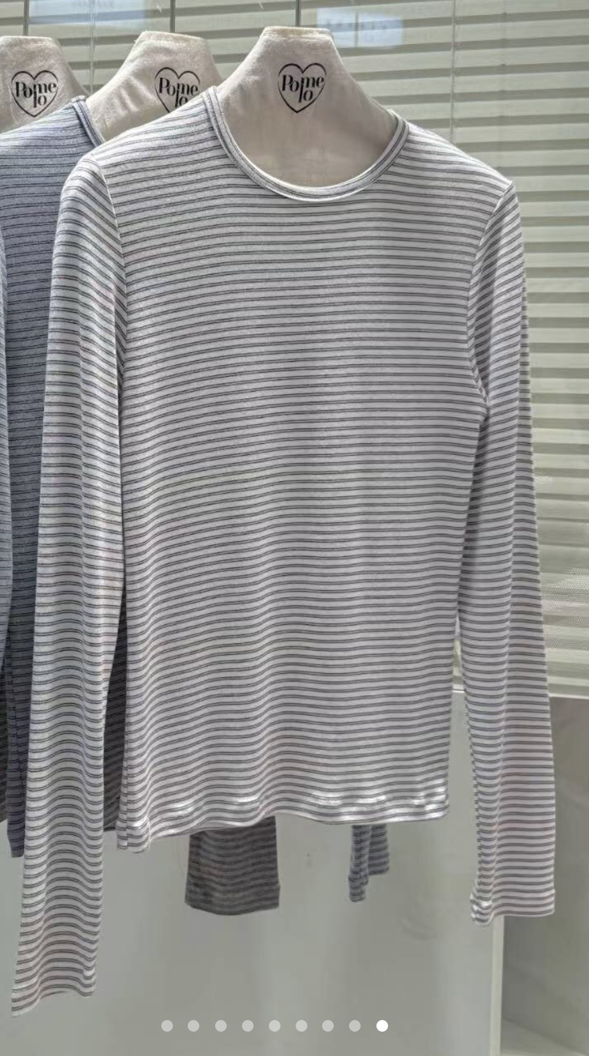 POMELO韓國代購㊣女士新品真品人氣職業推薦26春夏長袖T恤條紋POMELO長袖T恤圖色3