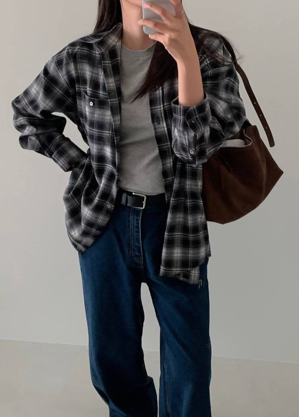 POMELO韓國直郵㊣女裝新品真品職業熱賣休閑襯衫蕾絲衫格子POMELO襯衫/蕾絲衫