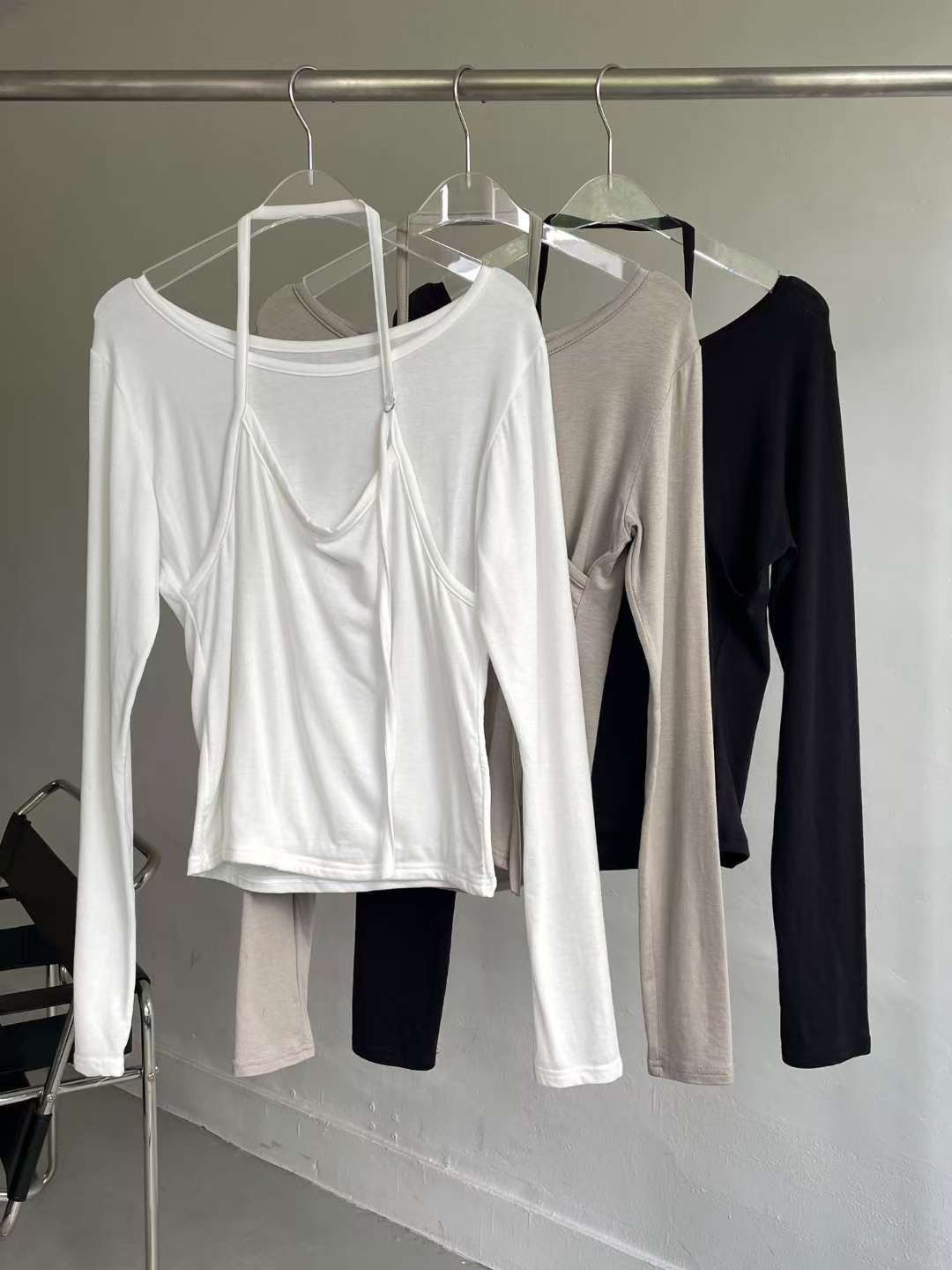 AWESOME-ot東大門直郵㊣女士新品熱賣休閑職業長袖T恤假兩件AWESOME-ot長袖T恤