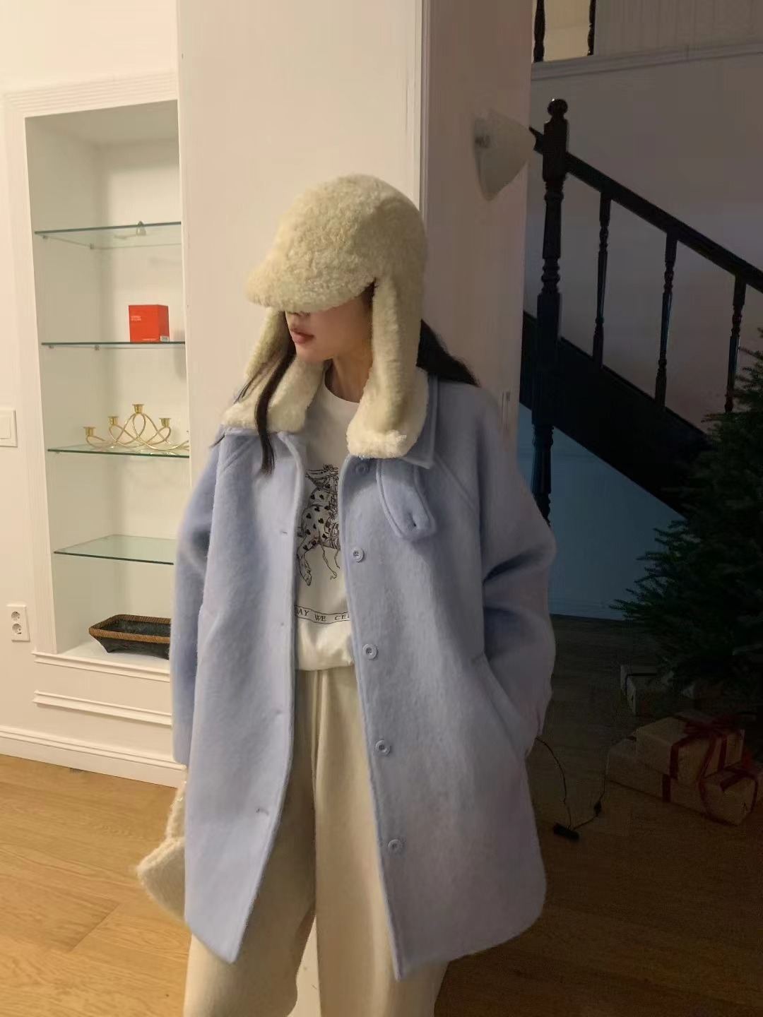 OUIR韓國代購㊣女士新款人氣26春夏職業真品中長款大衣羊毛OUIR中長款大衣圖色2