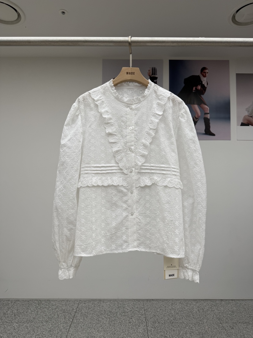 MADE-P韓國代購㊣女裝新款26春夏推薦時尚職業人氣襯衫蕾絲衫MADE-P襯衫/蕾絲衫圖色1