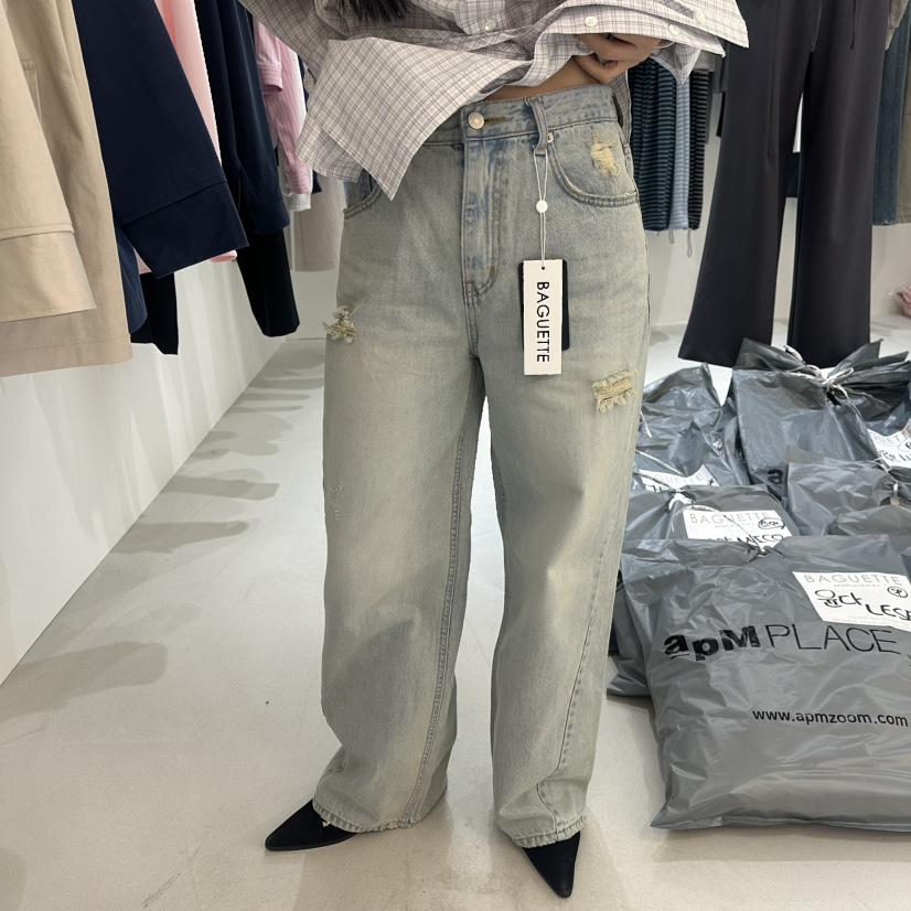 BAGUETTE-P韓國直郵㊣女士新款休閑熱賣職業時尚牛仔褲春款BAGUETTE-P牛仔褲圖色1