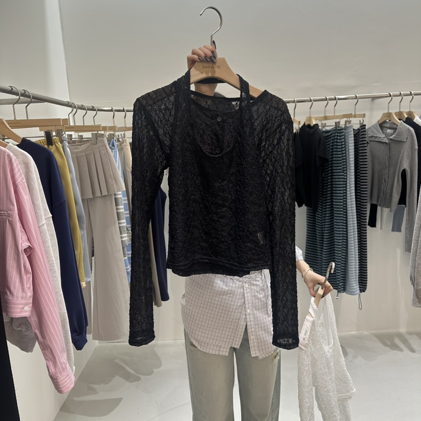 BAGUETTE-P㊣東大門代購女士新品休閑人氣時尚套裝春款蕾絲BAGUETTE-P套裝圖色2