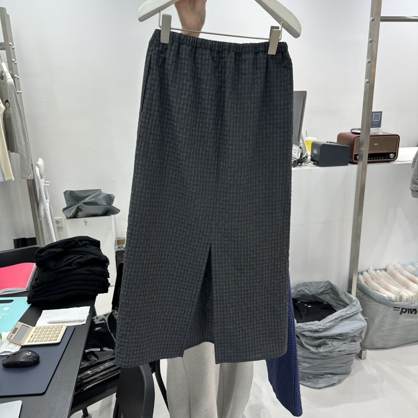 VISUAL SPACE韓國代購㊣女裝新品熱賣人氣時尚長裙春款格子VISUAL SPACE長裙