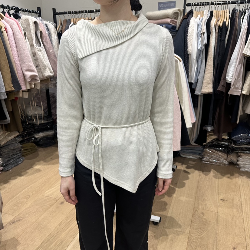 M.G.N㊣東大門實拍女裝新品推薦人氣職業長袖T恤含腰帶春款MAGNET長袖T恤圖色1